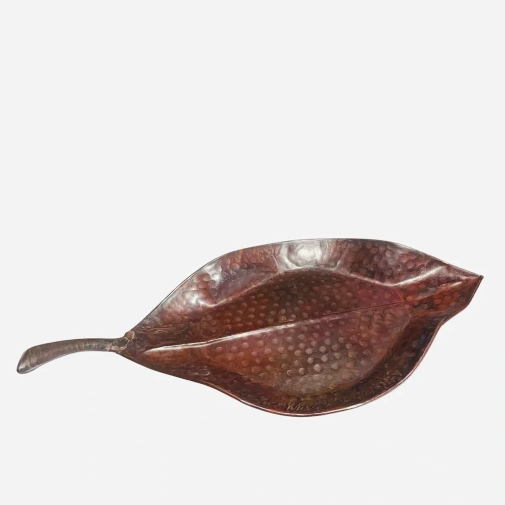 Pier 1 Hammered Metal Leaf Tray Platter 23